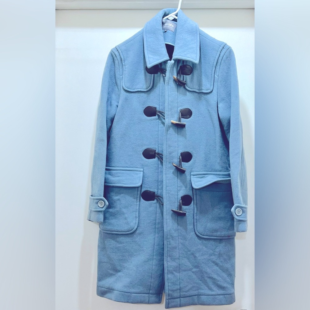 Vintage Korean winter coat in Periwinkle blue. Warm and cozy for cold weather.